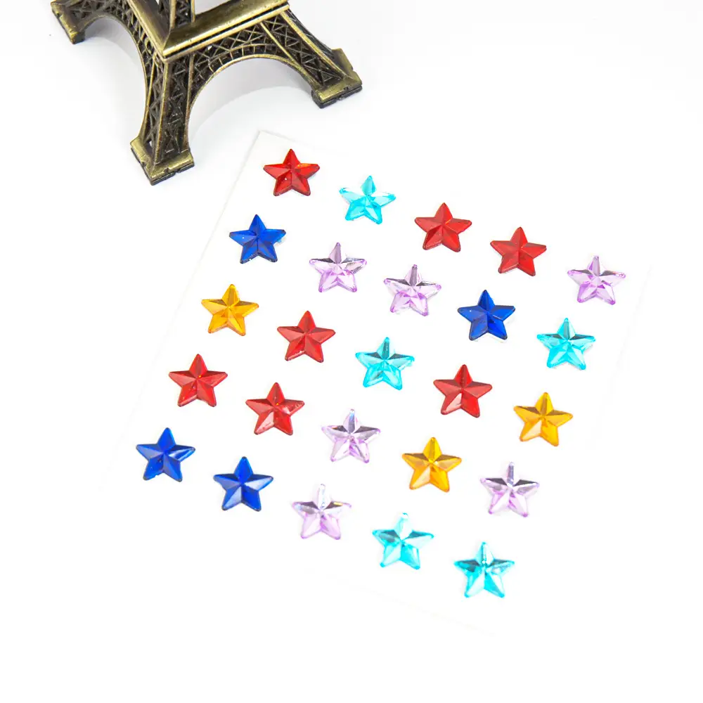 In-Stock Wholesale Small Irregular-Shaped Rhinestone Stickers 3D Heart and Star Stickers Children's DIY Handmade Self-Adhesive Crystal Stickers