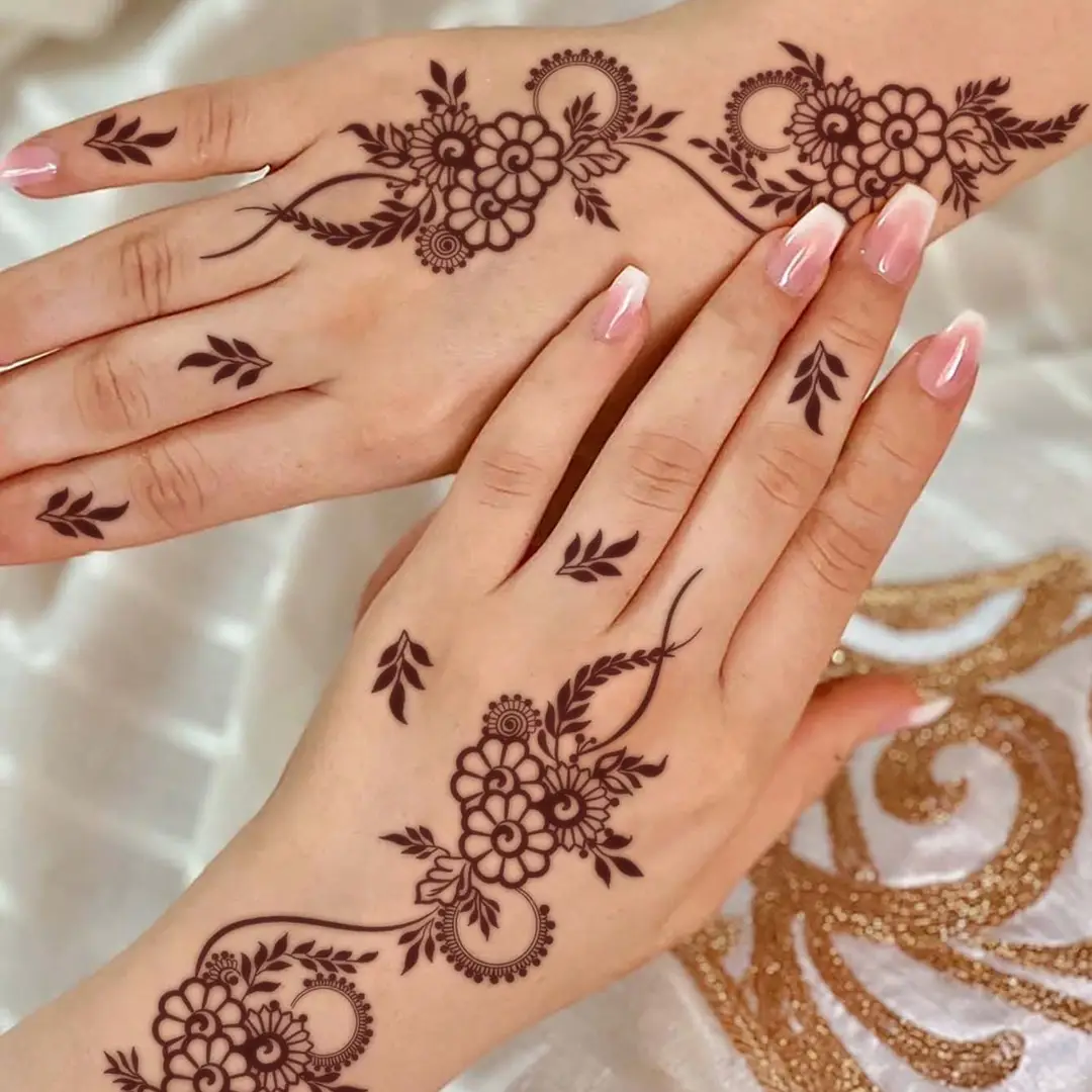Cross-Border Red Lace Tattoo Stickers, Brown Henna Lace Waterproof Tattoo Stickers, Henna Hollow Lace Tattoo Stickers