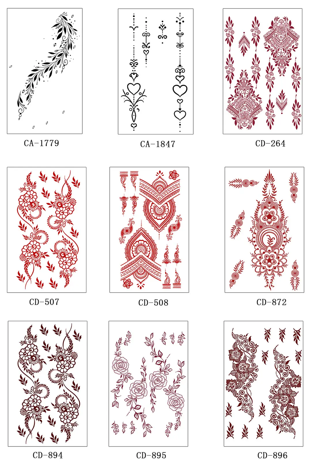 Cross-Border Red Lace Tattoo Stickers, Brown Henna Lace Waterproof Tattoo Stickers, Henna Hollow Lace Tattoo Stickers — feature 4