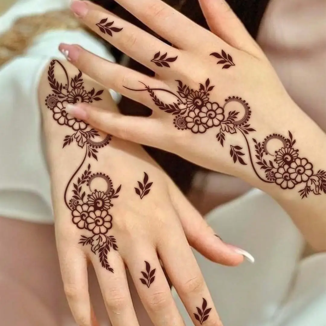 Cross-Border Red Lace Tattoo Stickers, Brown Henna Lace Waterproof Tattoo Stickers, Henna Hollow Lace Tattoo Stickers — feature 9