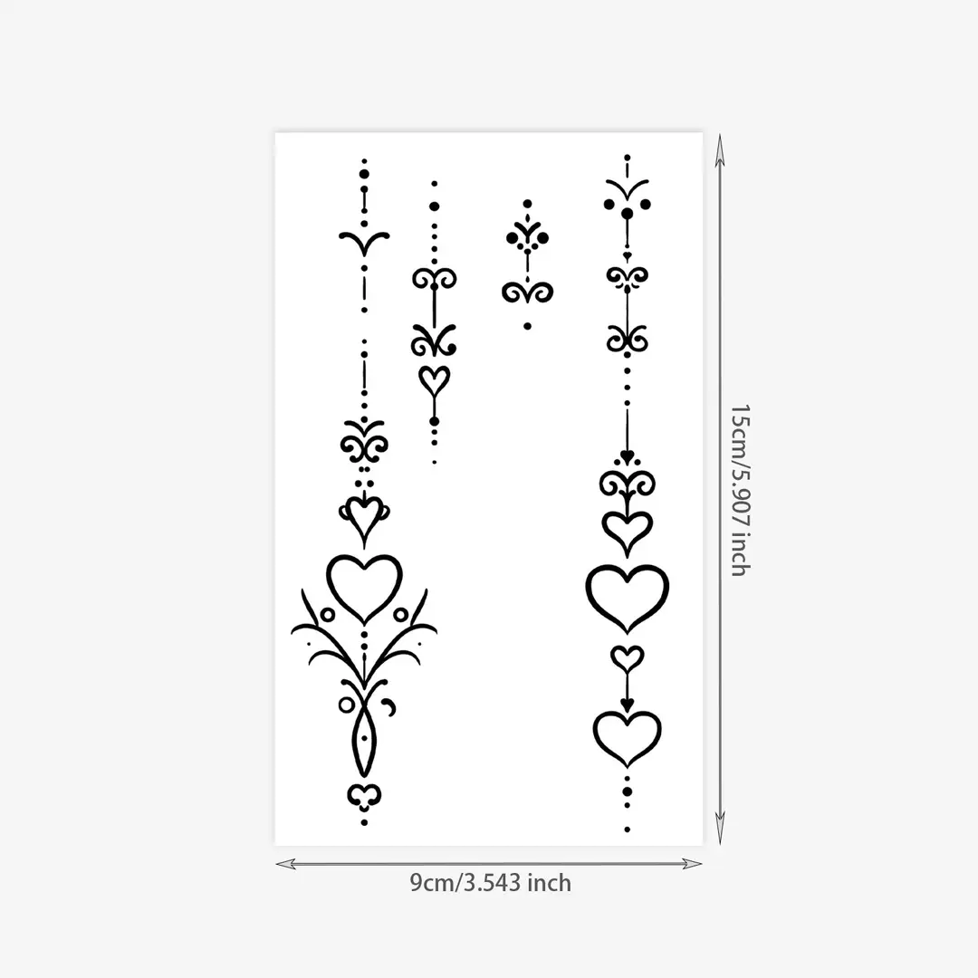 Cross-Border Red Lace Tattoo Stickers, Brown Henna Lace Waterproof Tattoo Stickers, Henna Hollow Lace Tattoo Stickers