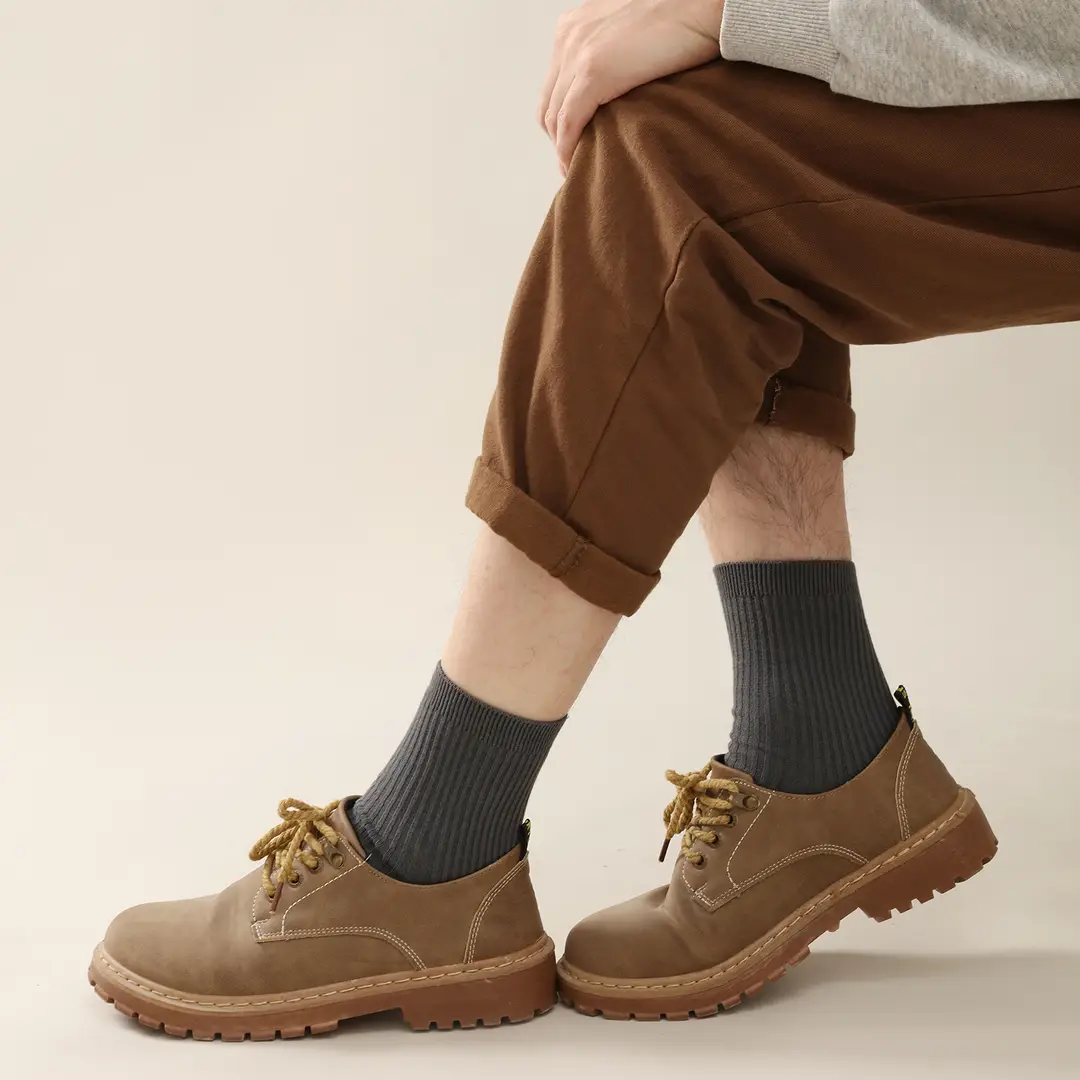 100% Pure Cotton Socks, Double-Needle Anti-Odor and Sweat-Absorbent Xinjiang Long-Staple Cotton Socks, Men's Mid-Length Socks, Versatile for Autumn and Winter