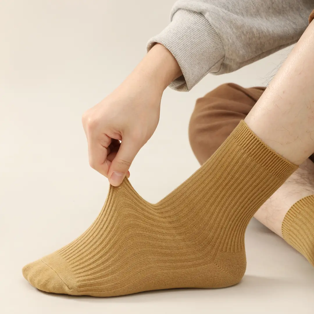 100% Pure Cotton Socks, Double-Needle Anti-Odor and Sweat-Absorbent Xinjiang Long-Staple Cotton Socks, Men's Mid-Length Socks, Versatile for Autumn and Winter
