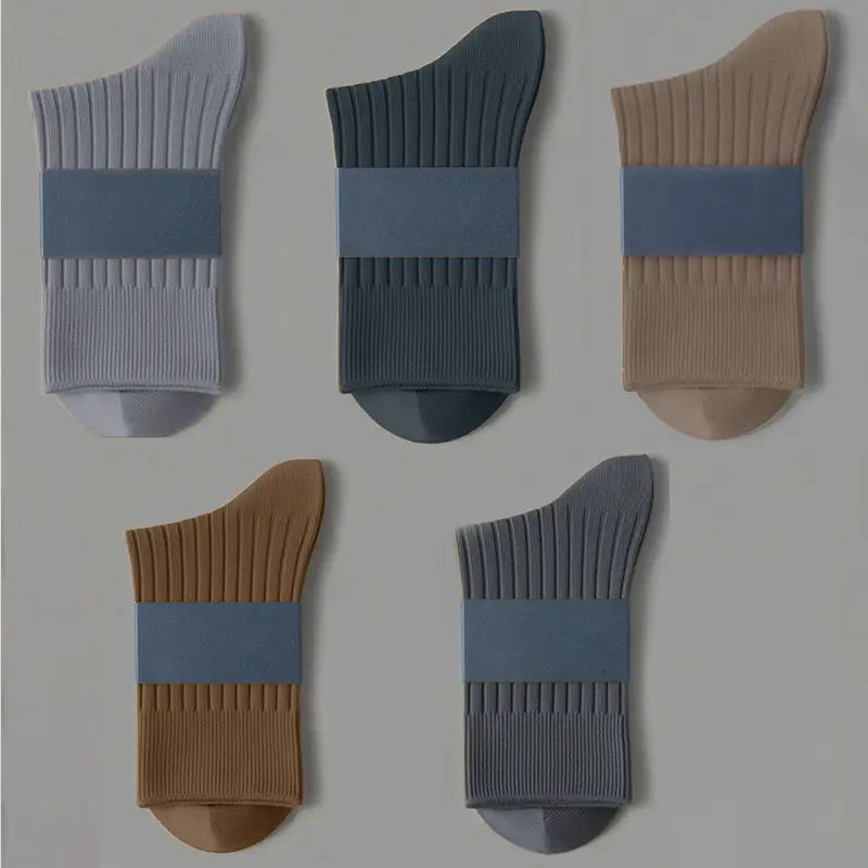 100% Pure Cotton Socks, Double-Needle Anti-Odor and Sweat-Absorbent Xinjiang Long-Staple Cotton Socks, Men's Mid-Length Socks, Versatile for Autumn and Winter