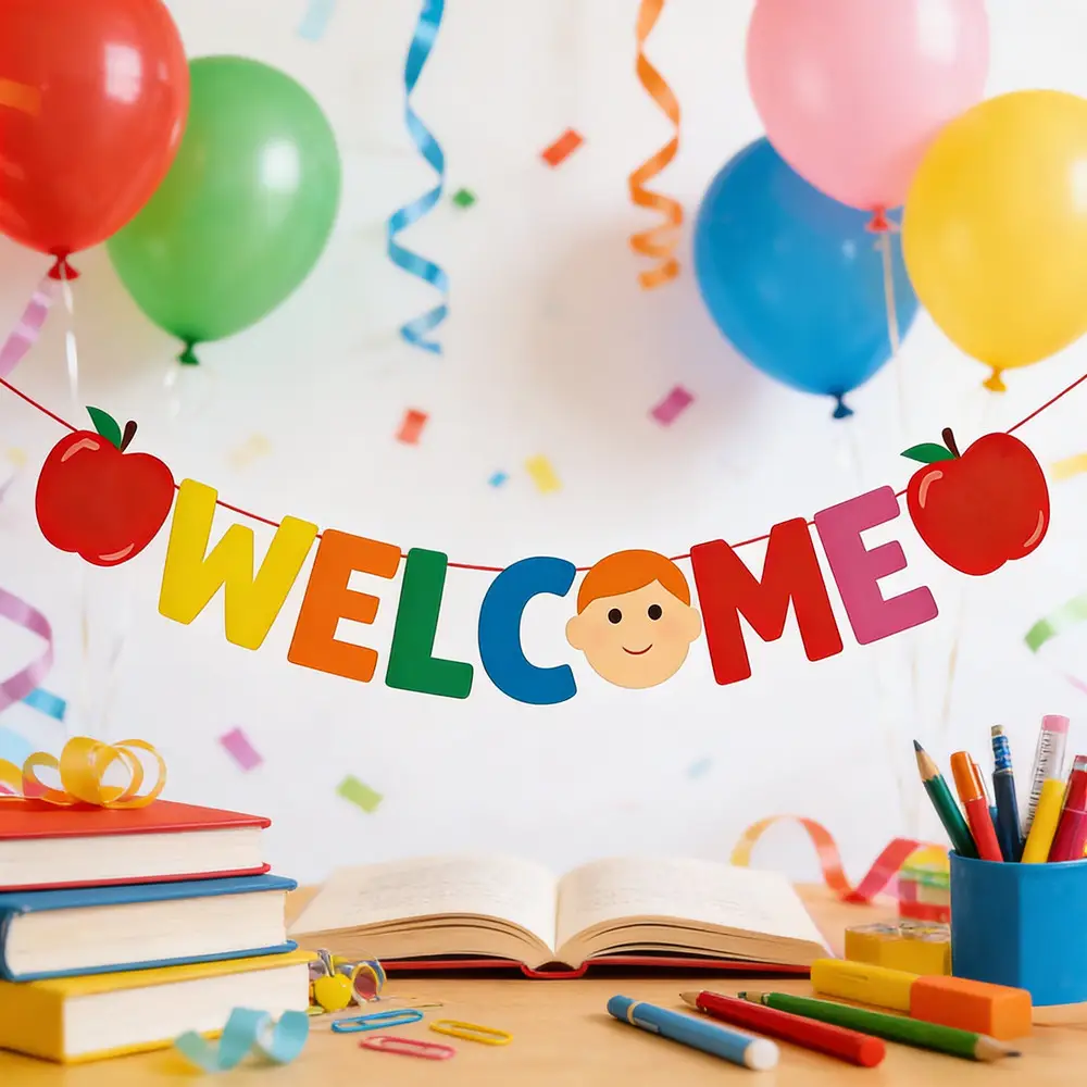Cross-Border Back-To-School Season Themed Party Banners and Decorations Welcome Back Welcome Back to School Decorations