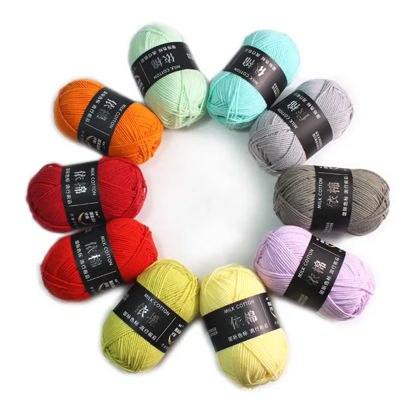 4-Ply Milk Cotton Yarn Medium-Thick Wool Yarn Ball Crochet Hook Shoe Doll Baby Sweater Knitting DIY Material Kit