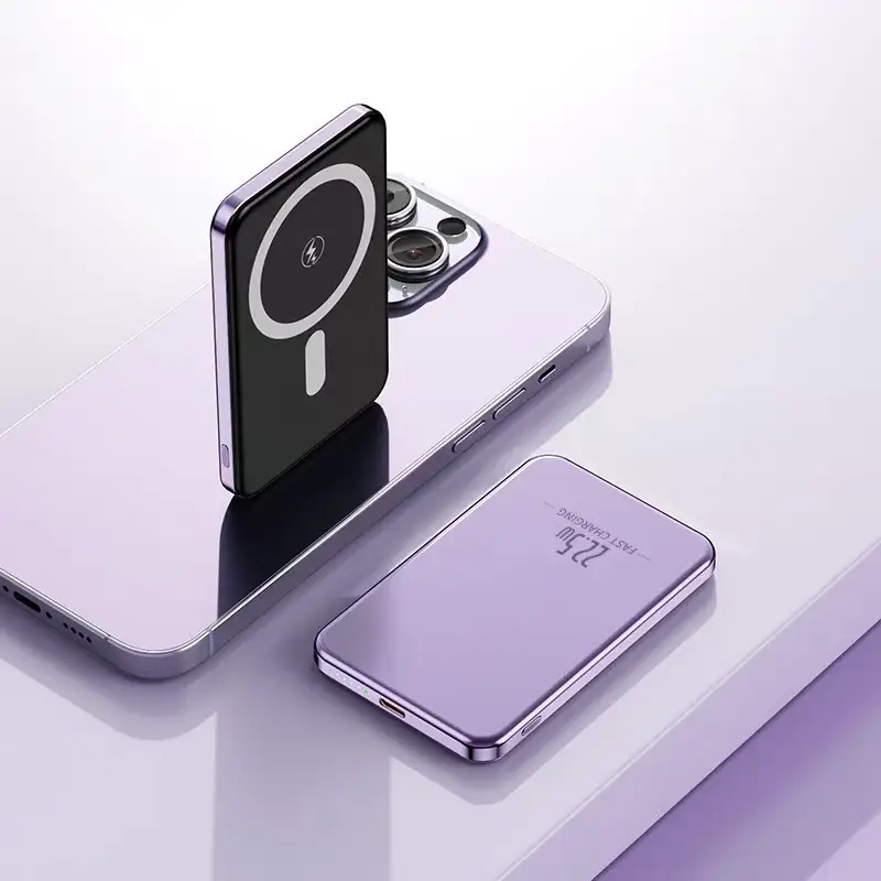 Cross-Border Ultra-Thin Aluminum Alloy Magsafe Magnetic Wireless Fast Charging Power Bank 10000Mah Customized Mobile Power Supply