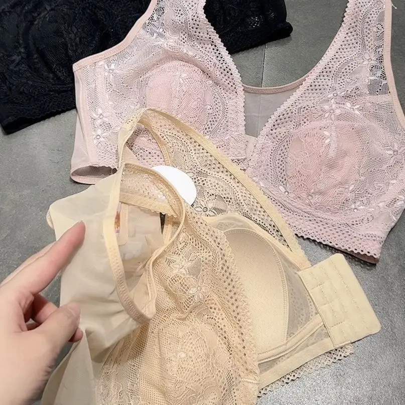 Plus-Size Ultra-Thin Padded Bunny Ear Design Export Original Summer Front-Clasp Bra Without Underwire Breathable Large Size Bra — feature 7