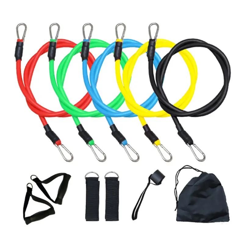 11-Piece Resistance Band Fitness Set with Carabiner, Exercise Resistance Bands, Body Shaping Belt, Resistance Rope