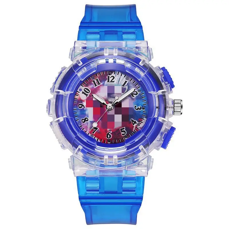 Ready Stock Supply of Children's Kindergarten Luminous Watches Paw Patrol Spider-Man Colorful Flashing Light Boys' Quartz Wristwatches