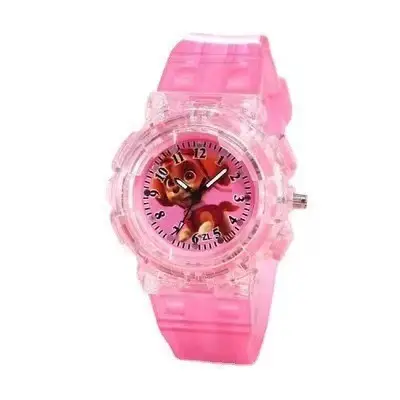 Ready Stock Supply of Children's Kindergarten Luminous Watches Paw Patrol Spider-Man Colorful Flashing Light Boys' Quartz Wristwatches