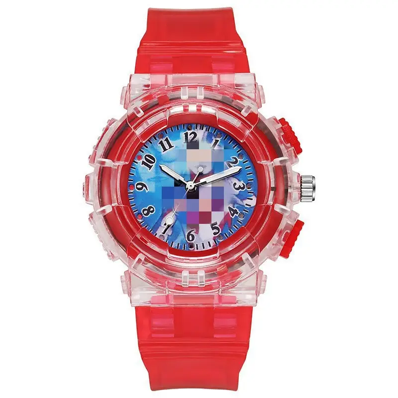 Ready Stock Supply of Children's Kindergarten Luminous Watches Paw Patrol Spider-Man Colorful Flashing Light Boys' Quartz Wristwatches