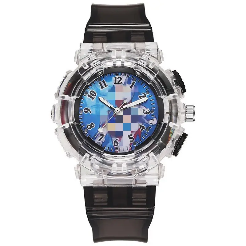 Ready Stock Supply of Children's Kindergarten Luminous Watches Paw Patrol Spider-Man Colorful Flashing Light Boys' Quartz Wristwatches