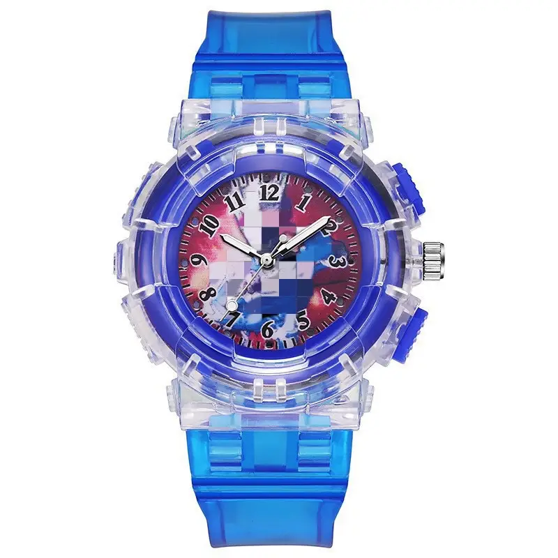 Ready Stock Supply of Children's Kindergarten Luminous Watches Paw Patrol Spider-Man Colorful Flashing Light Boys' Quartz Wristwatches