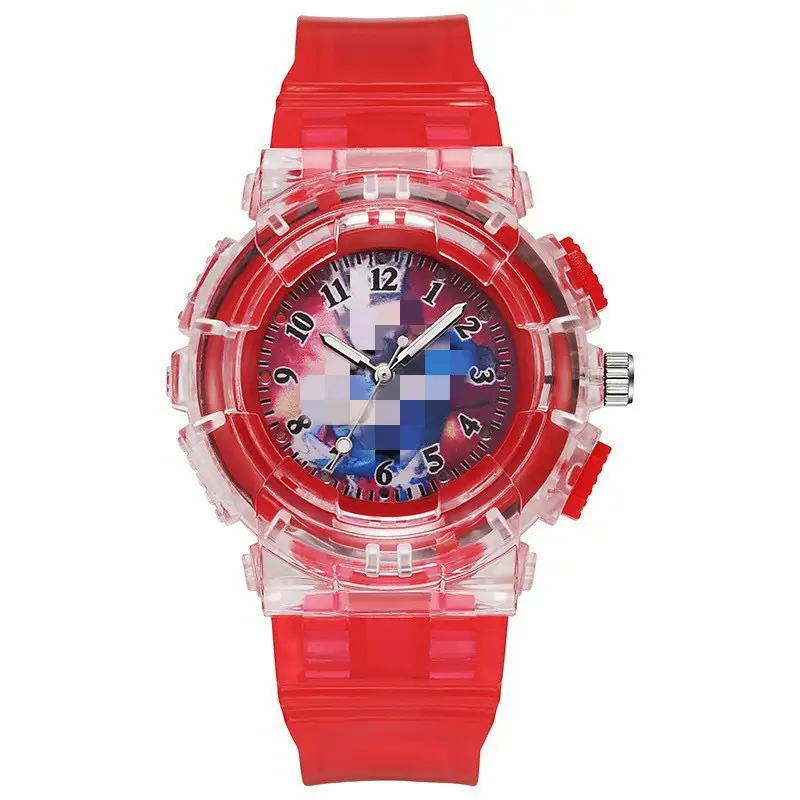 Ready Stock Supply of Children's Kindergarten Luminous Watches Paw Patrol Spider-Man Colorful Flashing Light Boys' Quartz Wristwatches