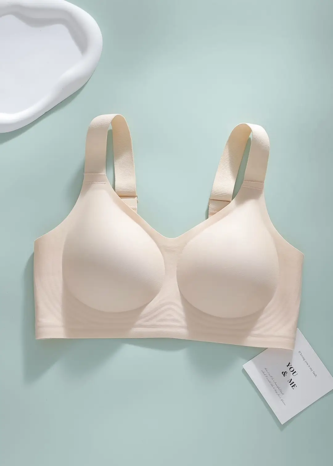 Jelly Gel Soft Support Bra, Seamless Sports Bra with Wide Shoulder Straps, Fixed Cups, Side Support, Wireless Women's Bra