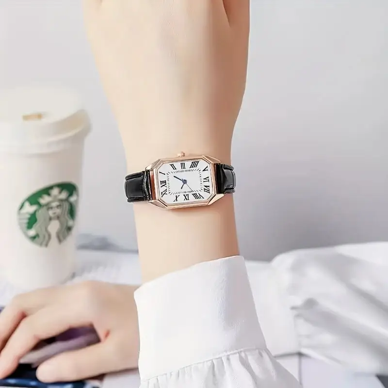 Cross-Border Hot-Selling Leather Strap Women's Watches, Light Luxury Fashion Quartz Watches, Niche Square Watches, In-Stock Wholesale — feature 3