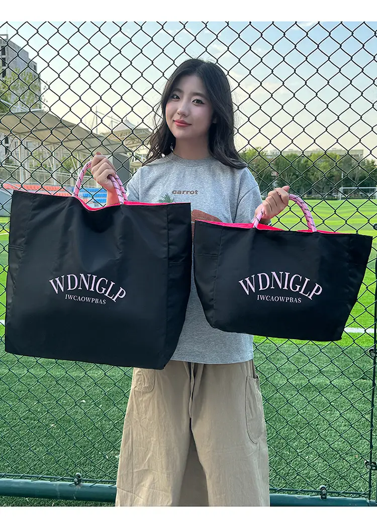 Cross-Border Solid Color Women's Tote Bag with Letter Print, Versatile Shopping Bag, Large Capacity Shoulder Handbag — feature 10