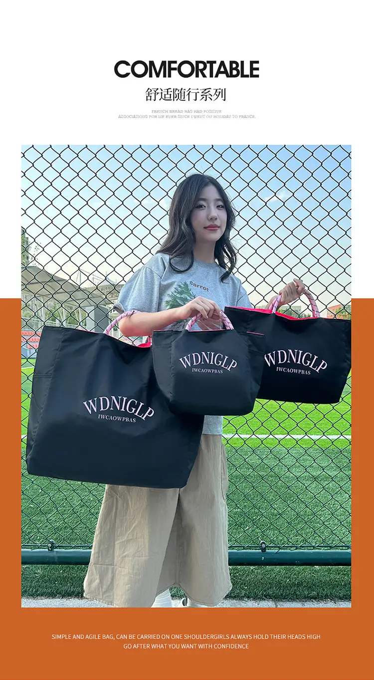 Cross-Border Solid Color Women's Tote Bag with Letter Print, Versatile Shopping Bag, Large Capacity Shoulder Handbag — feature 6