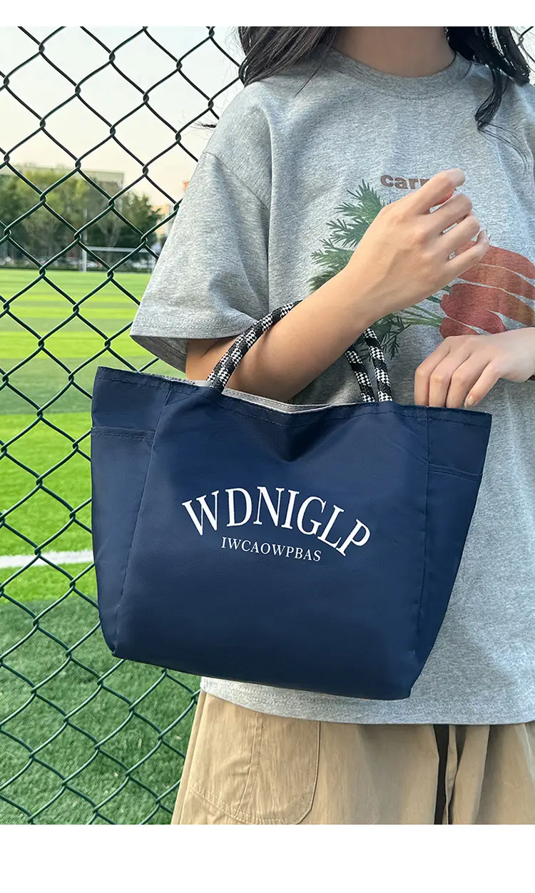 Cross-Border Solid Color Women's Tote Bag with Letter Print, Versatile Shopping Bag, Large Capacity Shoulder Handbag — feature 9