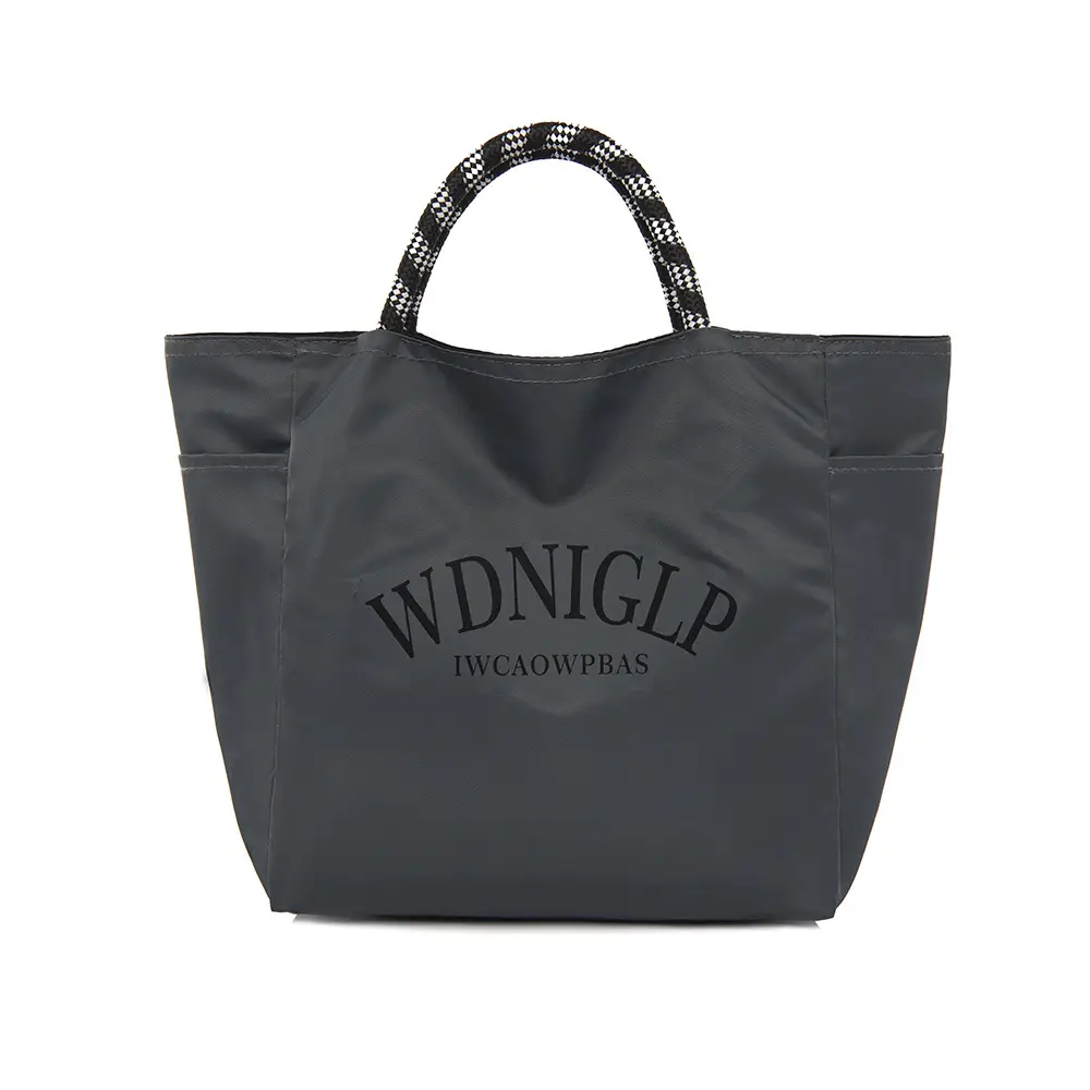 Cross-Border Solid Color Women's Tote Bag with Letter Print, Versatile Shopping Bag, Large Capacity Shoulder Handbag