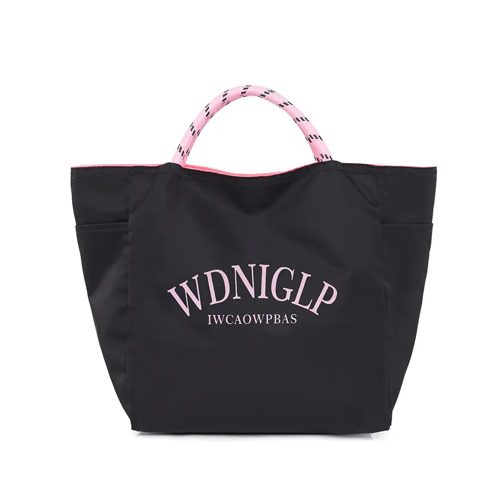 Cross-Border Solid Color Women's Tote Bag with Letter Print, Versatile Shopping Bag, Large Capacity Shoulder Handbag