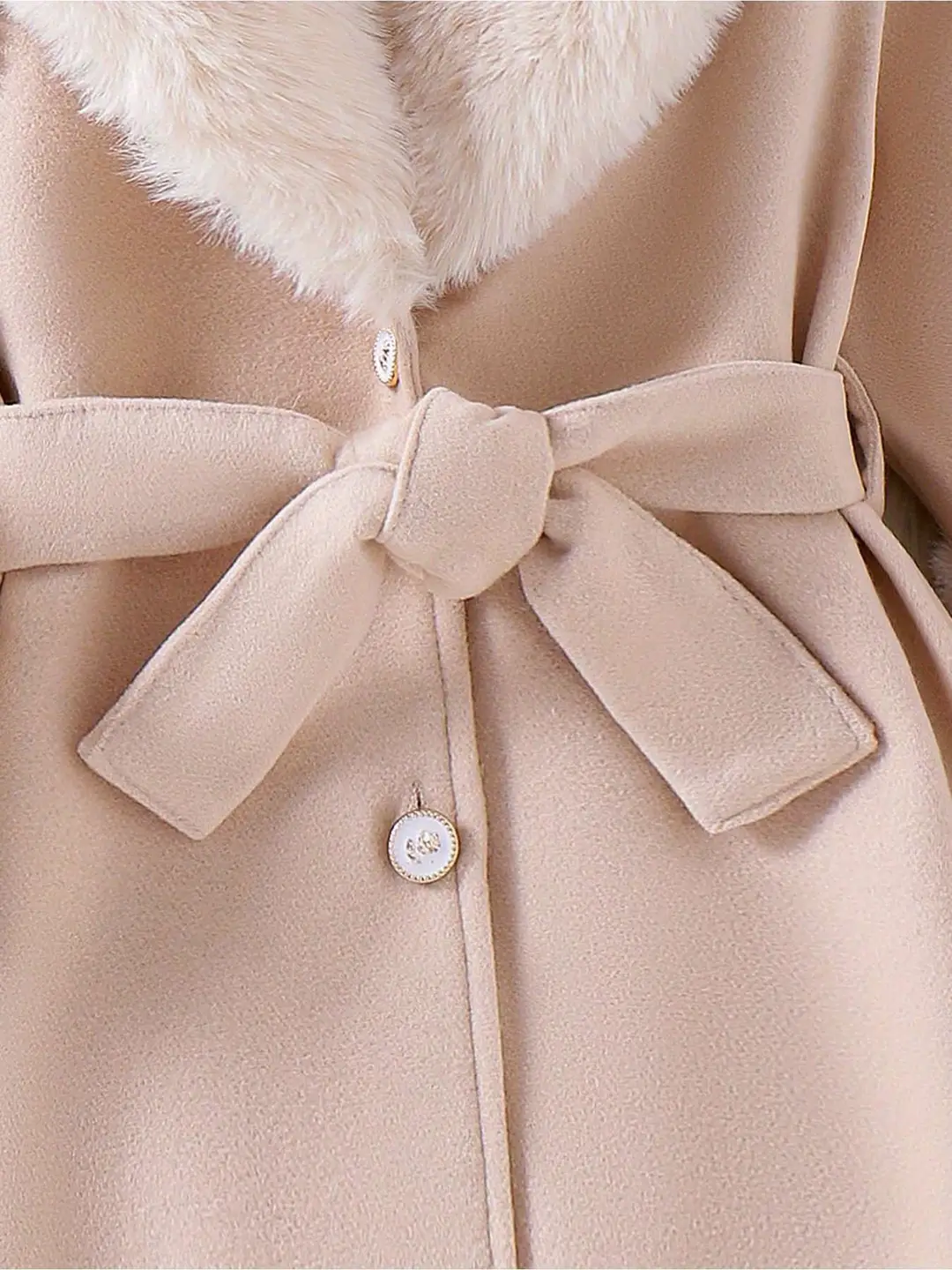 Girls' Outwear Autumn and Winter Foreign Trade Style Children's Clothing Fashionable Fur Collar Cardigan Mid-Length Woolen Coat for Older Children