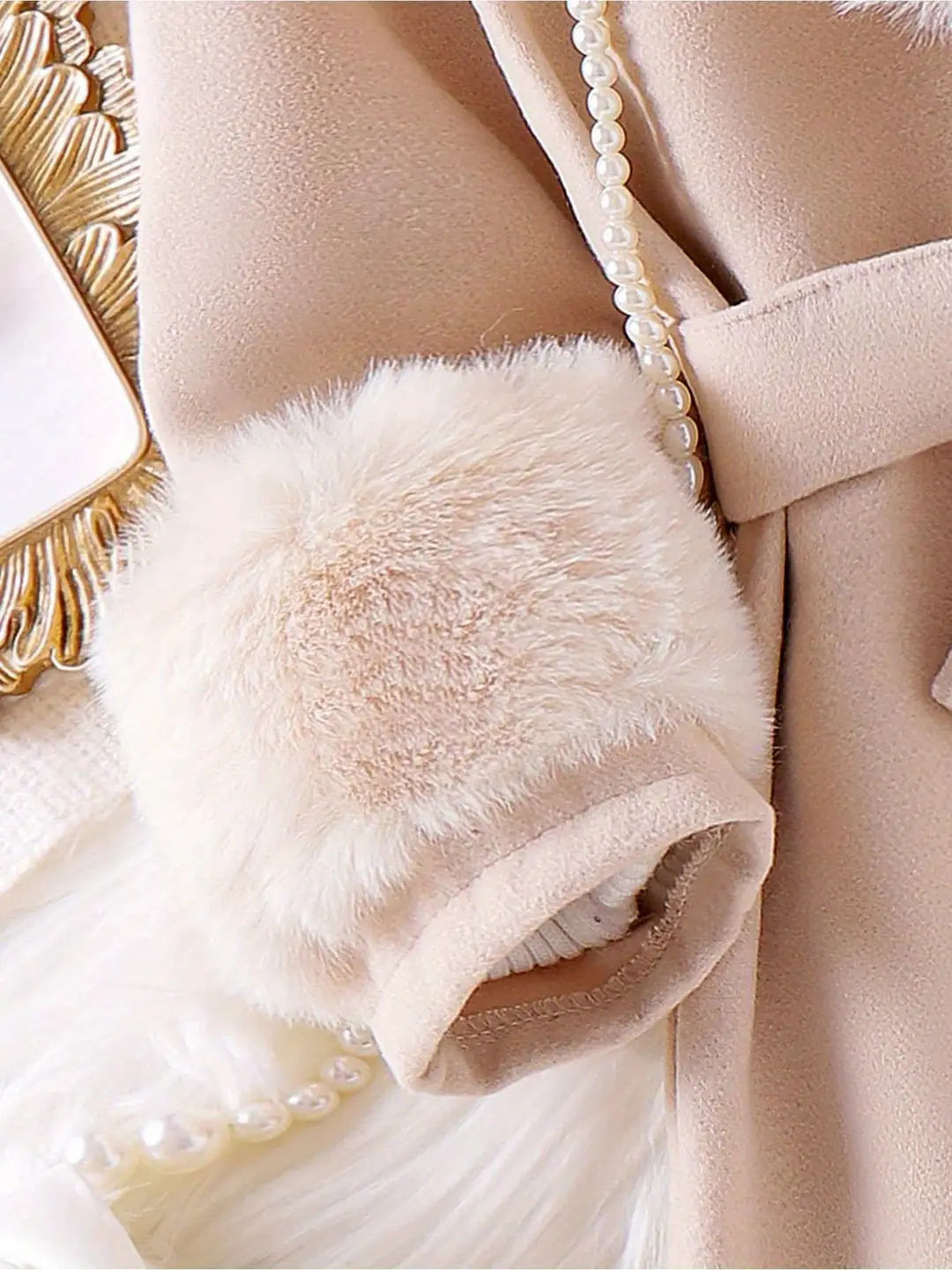 Girls' Outwear Autumn and Winter Foreign Trade Style Children's Clothing Fashionable Fur Collar Cardigan Mid-Length Woolen Coat for Older Children
