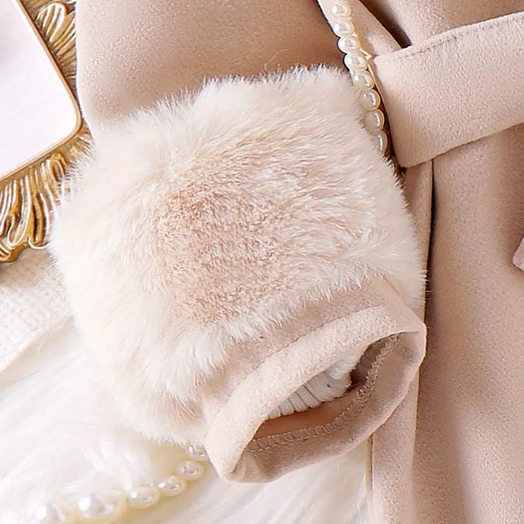 Girls' Outwear Autumn and Winter Foreign Trade Style Children's Clothing Fashionable Fur Collar Cardigan Mid-Length Woolen Coat for Older Children — feature 6