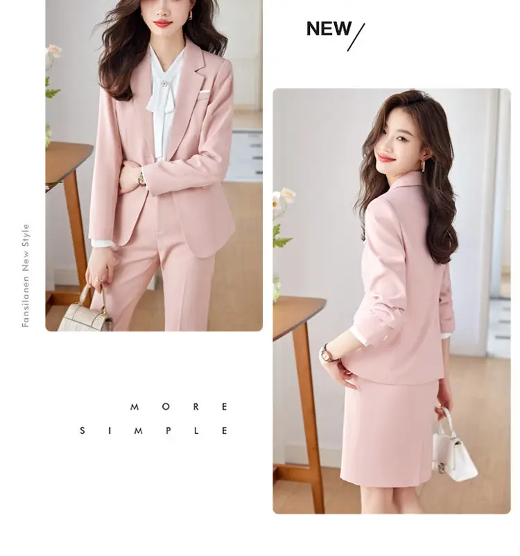 Blue Suit Set for Women, New Spring and Autumn Style, Hotel Manager Work Uniform, Formal Professional Suit Jacket — feature 10