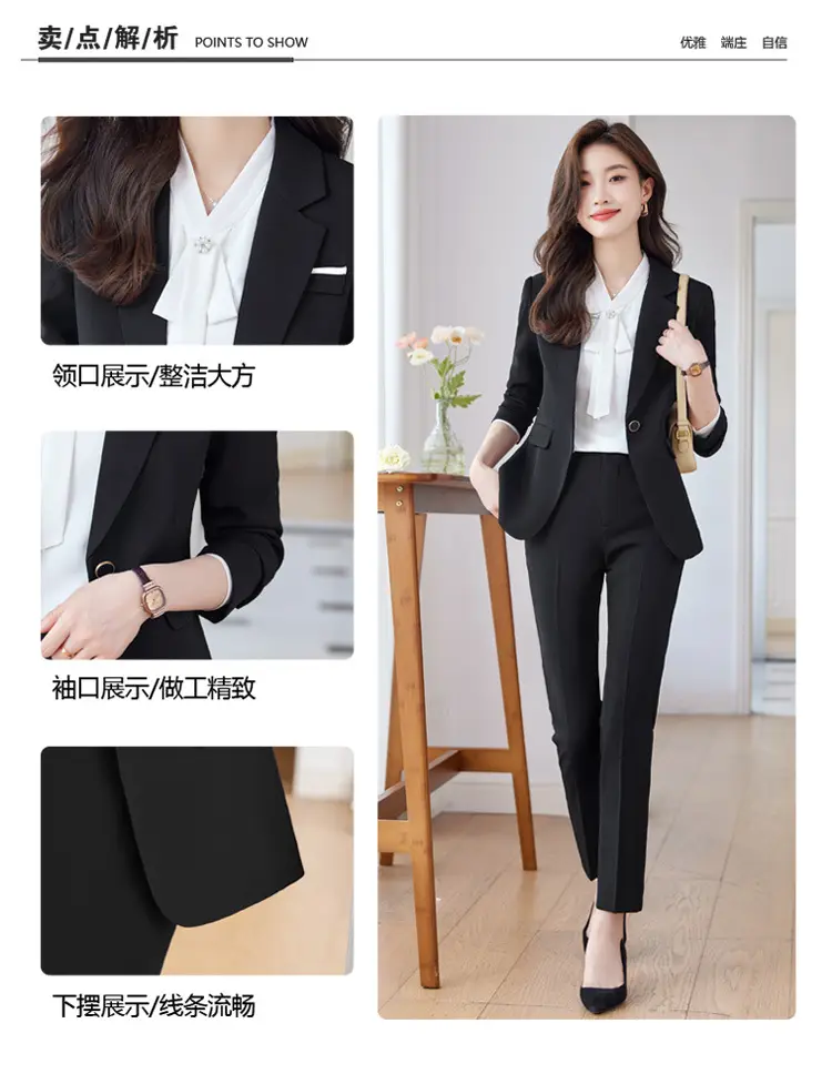 Blue Suit Set for Women, New Spring and Autumn Style, Hotel Manager Work Uniform, Formal Professional Suit Jacket — feature 11