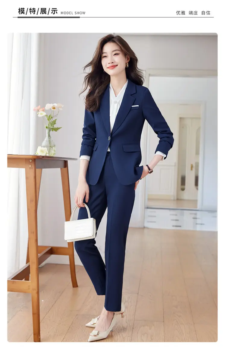 Blue Suit Set for Women, New Spring and Autumn Style, Hotel Manager Work Uniform, Formal Professional Suit Jacket — feature 17
