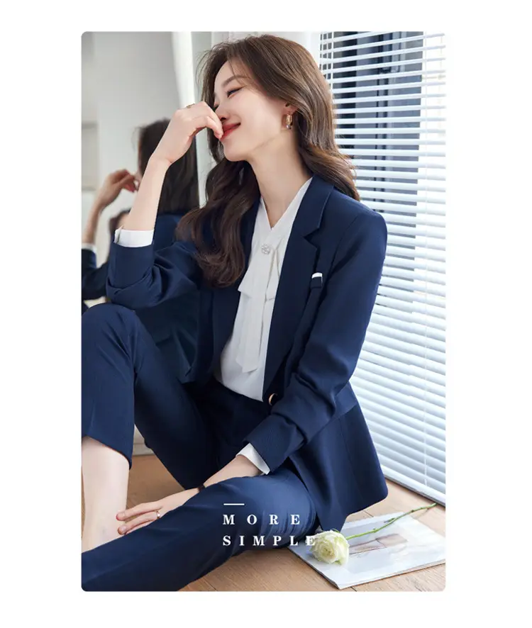 Blue Suit Set for Women, New Spring and Autumn Style, Hotel Manager Work Uniform, Formal Professional Suit Jacket — feature 18