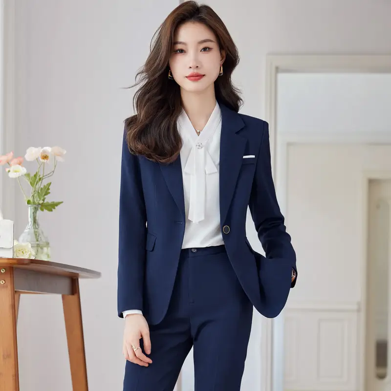 Blue Suit Set for Women, New Spring and Autumn Style, Hotel Manager Work Uniform, Formal Professional Suit Jacket — feature 2