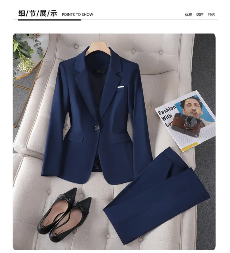 Blue Suit Set for Women, New Spring and Autumn Style, Hotel Manager Work Uniform, Formal Professional Suit Jacket — feature 27