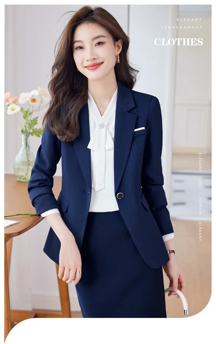 Blue Suit Set for Women, New Spring and Autumn Style, Hotel Manager Work Uniform, Formal Professional Suit Jacket — feature 6