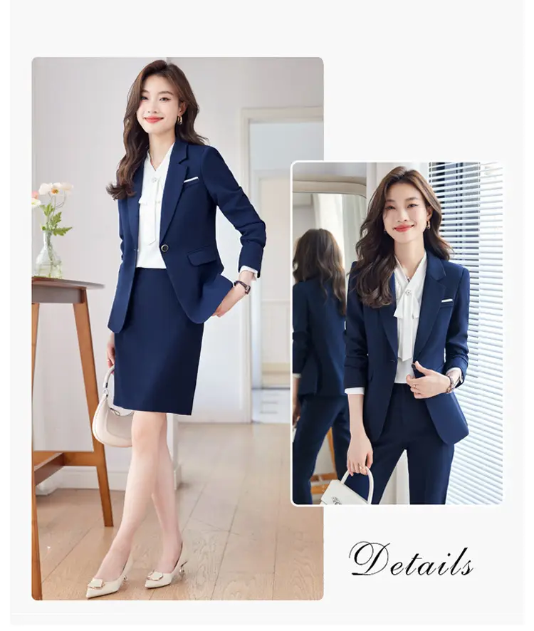 Blue Suit Set for Women, New Spring and Autumn Style, Hotel Manager Work Uniform, Formal Professional Suit Jacket — feature 8