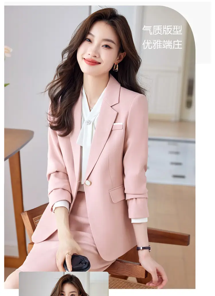 Blue Suit Set for Women, New Spring and Autumn Style, Hotel Manager Work Uniform, Formal Professional Suit Jacket — feature 9