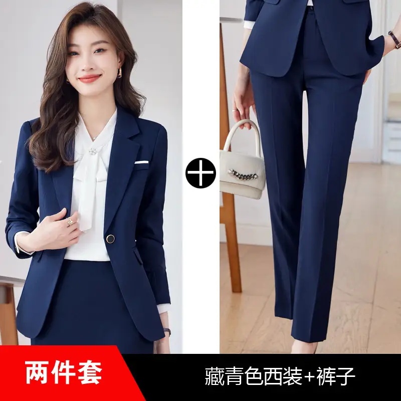 Blue Suit Set for Women, New Spring and Autumn Style, Hotel Manager Work Uniform, Formal Professional Suit Jacket