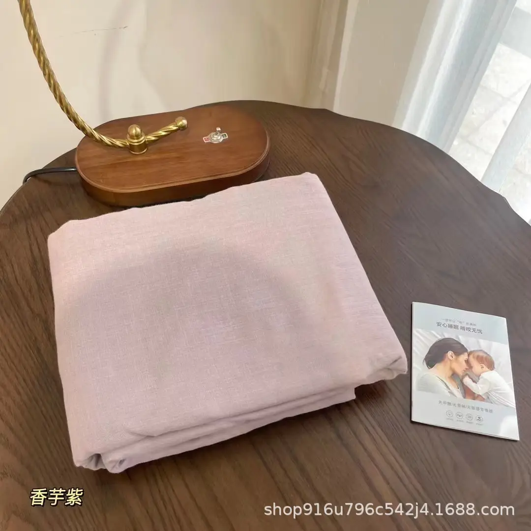 All-Cotton Double-Layer Gauze Bed Sheet, Class a Maternal and Infant Grade Pure Cotton Aerobic Gauze, Single Item, Solid Color, Single/Double Bed Sheet, Fitted Sheet