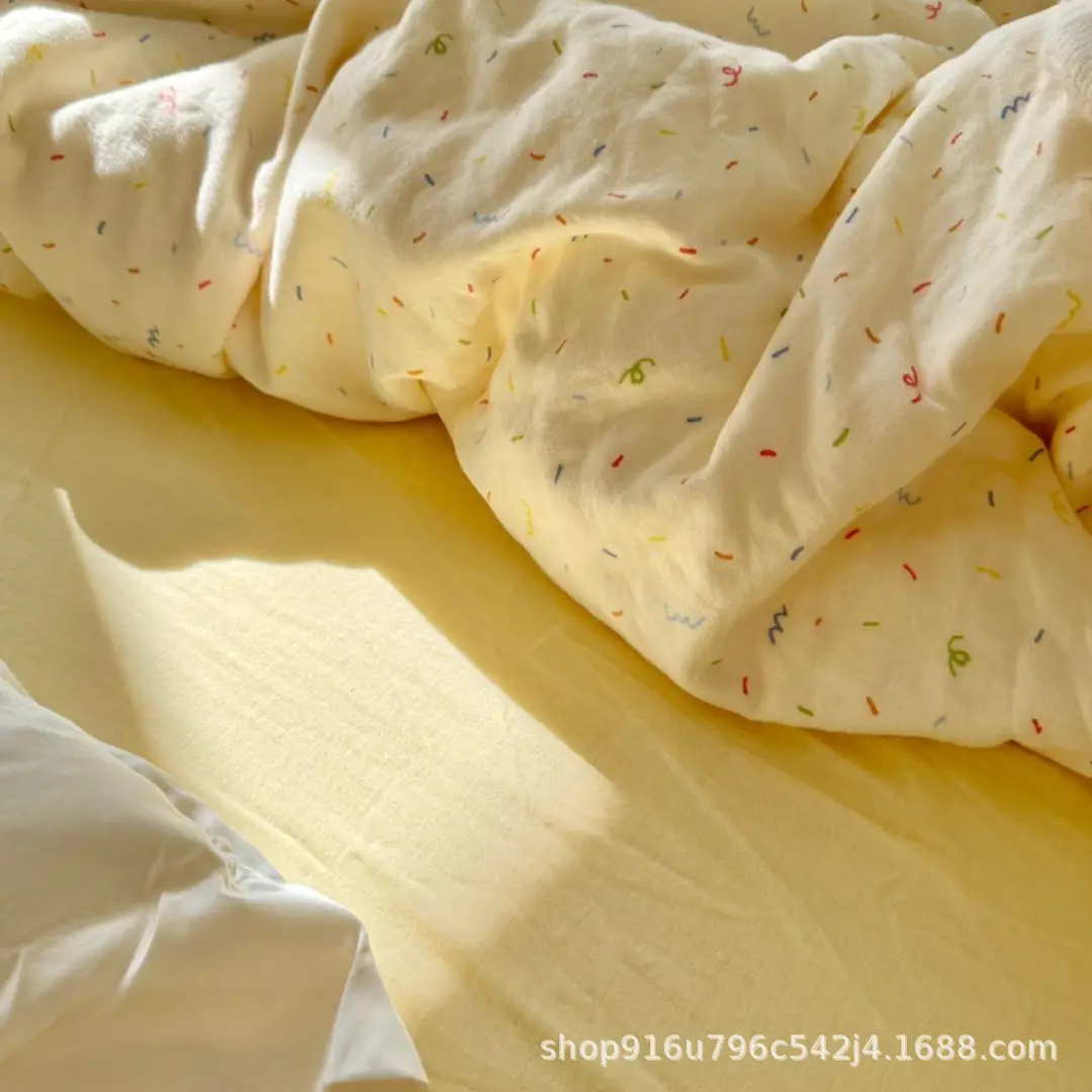 All-Cotton Double-Layer Gauze Bed Sheet, Class a Maternal and Infant Grade Pure Cotton Aerobic Gauze, Single Item, Solid Color, Single/Double Bed Sheet, Fitted Sheet