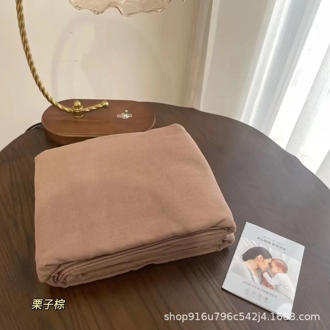 All-Cotton Double-Layer Gauze Bed Sheet, Class a Maternal and Infant Grade Pure Cotton Aerobic Gauze, Single Item, Solid Color, Single/Double Bed Sheet, Fitted Sheet