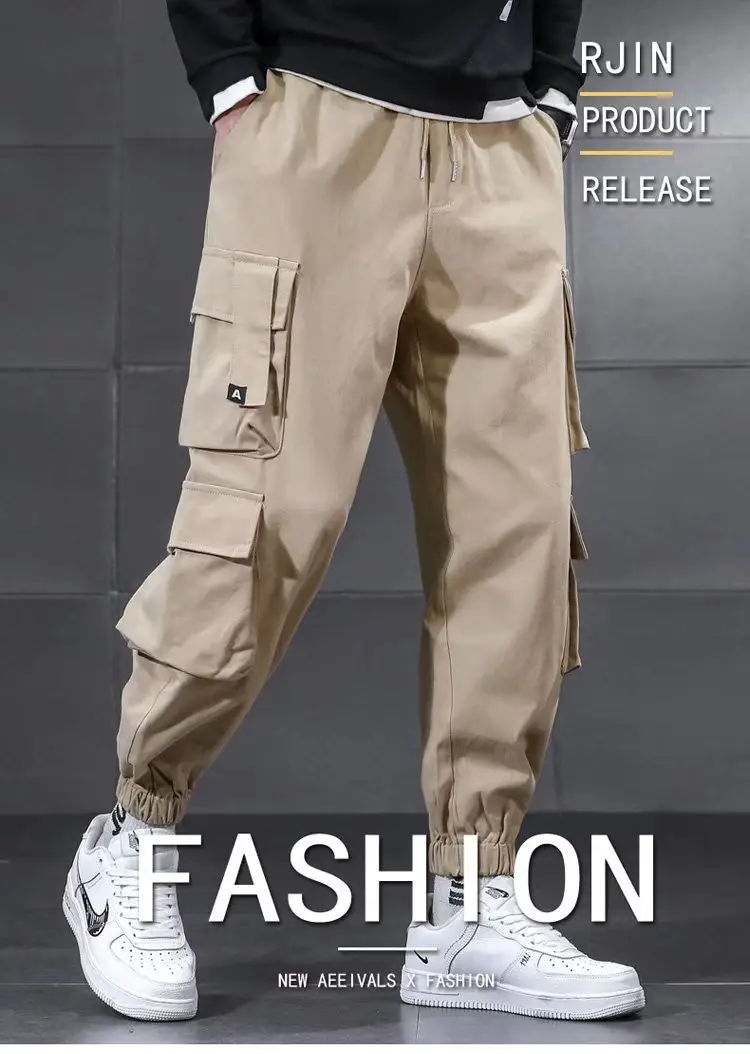 Fleece-Lined Multi-Pocket Work Pants for Men, Autumn and Winter, Suitable for Construction Work, Trendy Brand, Loose Fit, Versatile, Jogger-Style Casual Pants — feature 3