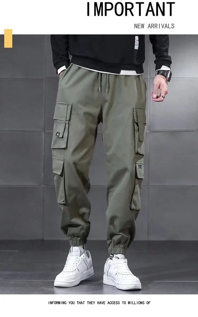 Fleece-Lined Multi-Pocket Work Pants for Men, Autumn and Winter, Suitable for Construction Work, Trendy Brand, Loose Fit, Versatile, Jogger-Style Casual Pants — feature 9
