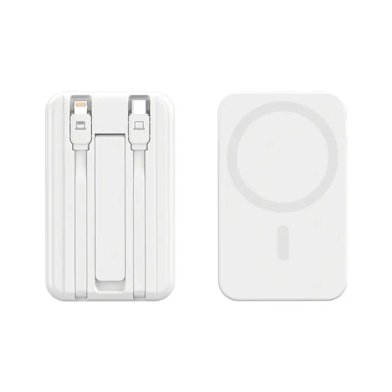 Cross-Border Magsafe Magnetic Wireless Power Bank 10000Mah with Built-In Cable Super Fast Charging Stand Mobile Power Supply