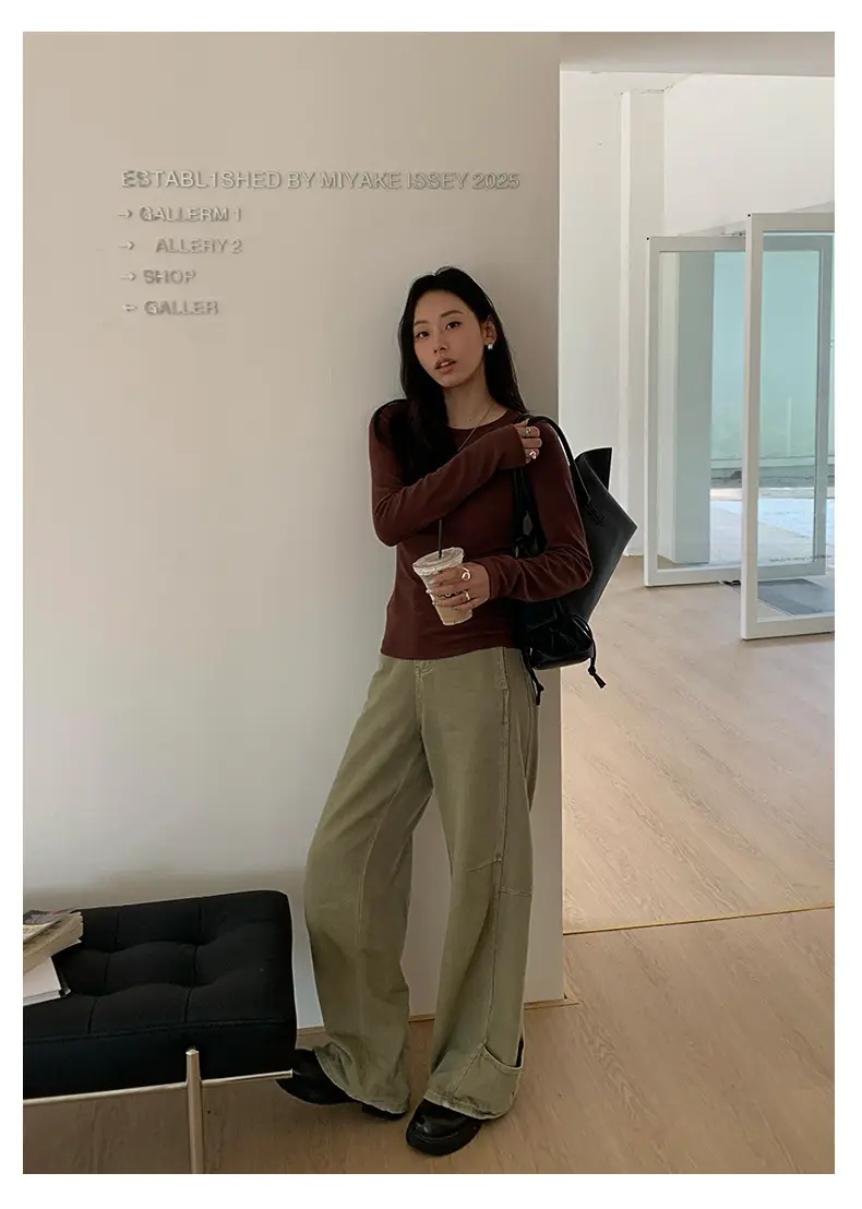 Huang Zheng Basic Embroidered Brushed T-Shirt for Women, Winter Korean Style, Elastic Slim Fit, Slimming Inner Layer Base Shirt 530867 — feature 18