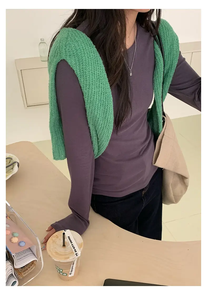 Huang Zheng Basic Embroidered Brushed T-Shirt for Women, Winter Korean Style, Elastic Slim Fit, Slimming Inner Layer Base Shirt 530867 — feature 26