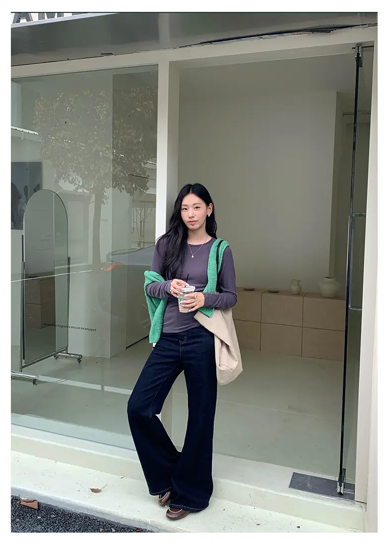 Huang Zheng Basic Embroidered Brushed T-Shirt for Women, Winter Korean Style, Elastic Slim Fit, Slimming Inner Layer Base Shirt 530867 — feature 28