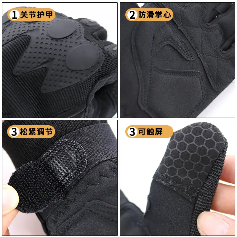 Black Full Finger Tactical Gloves with Touchscreen Support - Image 6
