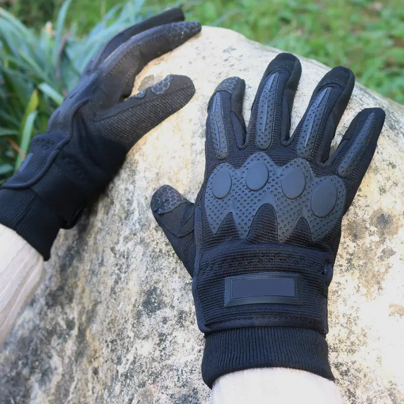 Black Full Finger Tactical Gloves with Touchscreen Support - Image 7